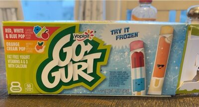 Go-Gurt Red White & Blue Pop and Orange Cream Pop Low Fat Yogurt 8 Count