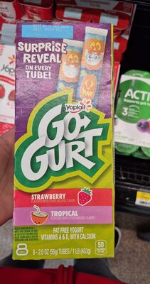 Go-Gurt Crayola Tropical Sunglow and Strawberry Razzamatazz Fat Free Yogurt Tubes 8 Count