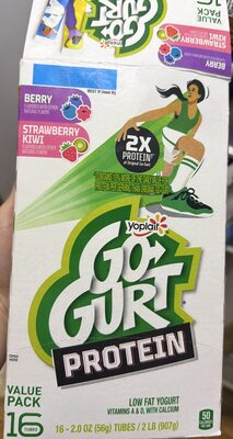 Go-Gurt Protein Berry and Strawberry Kiwi Yogurt Tubes 16 Count