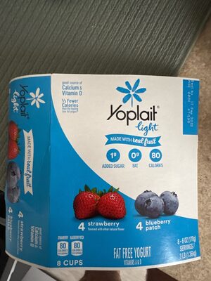 Yoplait Light Strawberry/Blueberry Fat Free Yogurt Variety Pack 8 Count