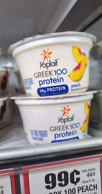 Yoplait Greek 100 Protein Peach Fat Free Yogurt
