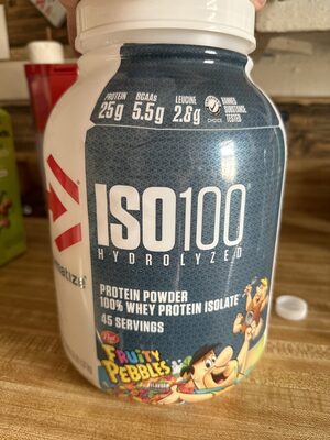 Iso100 Hydrolyzed Protein 25 G Bcaas 5.5 G Leucine 2.6 G 100% Whey Protein Isolate Powder, Fruity Pebbles, Fruity Pebbles