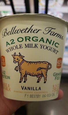 Vanilla A2 Organic Whole Milk Yogurt, Vanilla
