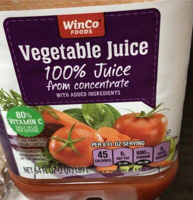 100% Vegetable Juice From Concentrate