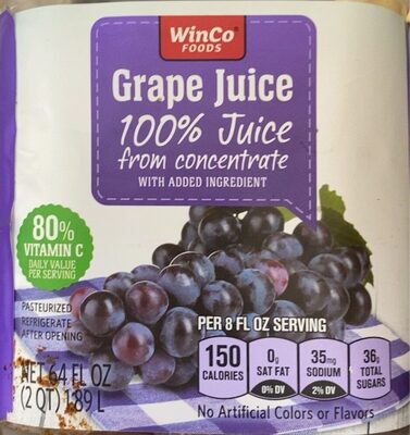 100% Grape Juice From Concentrate, Grape