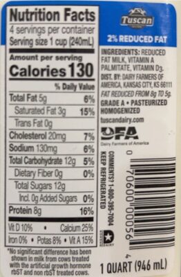 2% Reduced Fat Milk