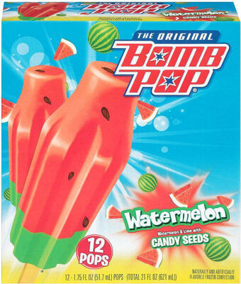 Watermelon & Lime With Candy Seeds Flavored Frozen Confection Pops, Watermelon