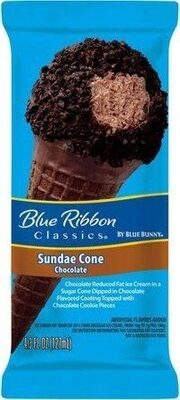 Chocolate Sundae Chocolate Frozen Dairy Dessert In A Sugar Cone Dipped In Chocolate Flavored Coating Topped With Chocolate Cookie Pieces, Chocolate Sundae