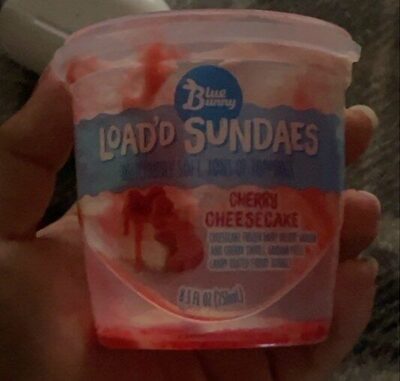 Cherry Cheesecake Frozen Dairy Dessert; Graham And Cherry Swirls; Graham Pieces; Candy Coated Cherry Bunnies Load'D Sundaes, Cherry Cheesecake