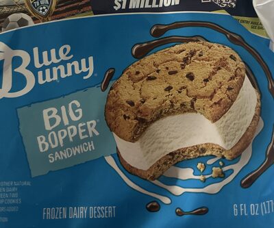 Big Bopper Vanilla Frozen Dairy Dessert Between Two Chocolate Chip Cookies Sandwich, Big Bopper