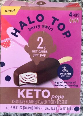 Berry Swirl Chocolate Flavored Coated Frozen Dessert Keto Pops, Berry Swirl