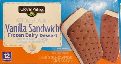 Vanilla Sandwich Frozen Dairy Dessert With Chocolate Wafers, Vanilla