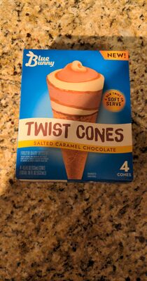 Twist Cones Salted Caramel Chocolate Frozen Dairy Dessert, Caramel; Chocolate