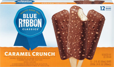 Caramel Crunch Caramel Frozen Dairy Dessert Dipped In Chocolate Flavored Coating And Crisp Rice Bars, Caramel Crunch