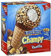 Vanilla Frozen Dairy Dessert In A Sugar Cone Dipped In Chocolate Flavored Coating Topped With Peanuts Cones, Vanilla