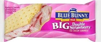 Big Double Strawberry Creamy Strawberry Flavored Frozen Dairy Dessert Swirled With Strawberry Ribbon Layered Between Two Vanilla Flavored Wafers Sandwich, Big Double Strawberry
