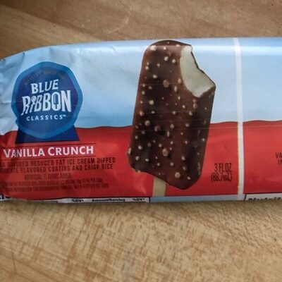 Vanilla Crunch Vanilla Frozen Dairy Dessert Dipped In Chocolate Flavored Coating And Crisp Rice Bar, Vanilla Crunch