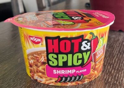 Nissin, Bowl Noodles, Ramen Noodle Soup With Shrimp, Hot & Spicy, Hot & Spicy