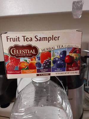 Caffeine Free Fruit Tea Sampler Herbal Tea Bags, Raspberry Zinger, Country Peach Passion, Wild Berry Zinger, True Blueberry, Black Cherry Berry