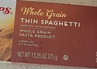 Thin Spaghetti Whole Grain Pasta Product, Thin Spaghetti