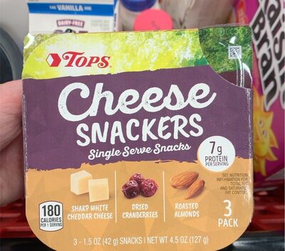 Cheese Snackers Single Serve Snacks, Sharp White Cheddar Cheese, Dried Cranberries, Roasted Almonds