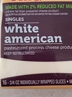 White American Pasteurized Process Cheese Product Singles, White American
