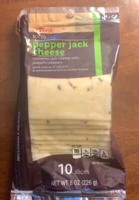 Pepper Jack Monterey Jack Sliced Cheese With Jalapeno Peppers, Pepper Jack