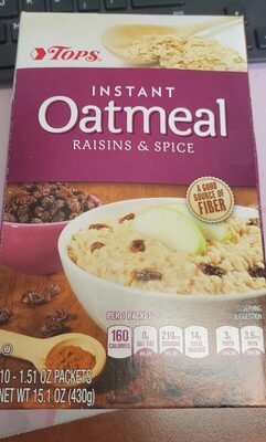 Raisins & Spice Instant Oatmeal, Raisins & Spice