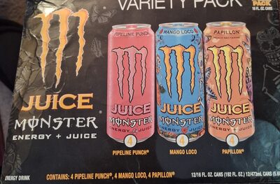 Juice Monster Energy Drink Variety Pack, 16 Fl Oz, 12 Count