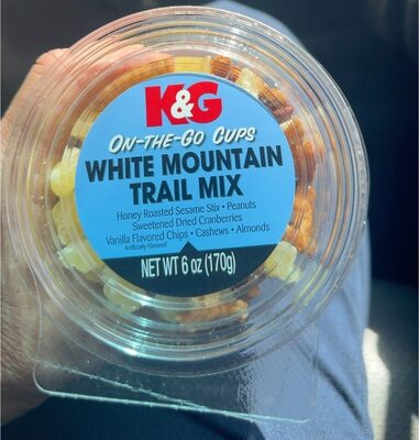 White Mountain Trail Mix Honey Roasted Sesame Stix, Peanuts, Sweetened Dried Cranberries, Vanilla Flavored Chips, Cashews, Almonds, White Mountain