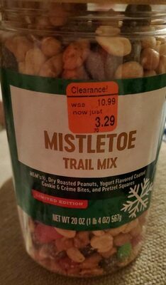 Mistletoe M&M's, Dry Roasted Peanuts, Yogurt Flavored Coated Cookie & Creme Bites, And Pretzel Squares Trail Mix, Mistletoe