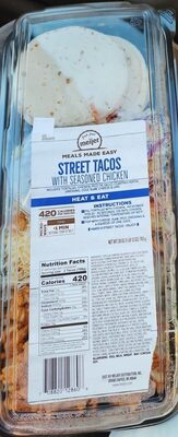Street Tacos With Seasoned Chicken Includes Tortillas, Chicken, Pico De Gallo, Cilantro Pepita Dressing, Cole Slaw, Cheese & Lime, Seasoned Chicken