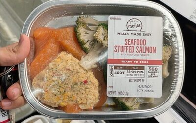 Seafood Stuffed Salmon With Broccoli Florets, Seafood With Broccoli Florets