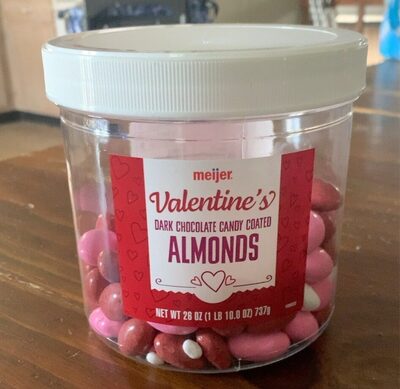 Dark Chocolate Candy Coated Valentine's Almonds, Dark Chocolate Candy