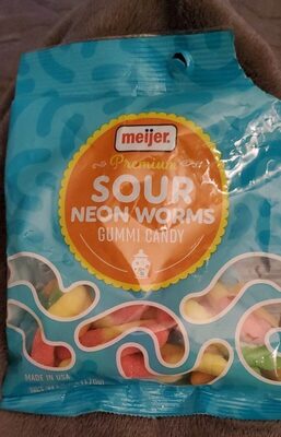 Sour Neon Worms Premium Gummi Candy, Sour Neon Worms