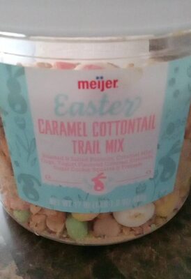 Caramel Cottontail Easter Roasted & Salted Peanuts, Caramel Mini Cups, Yogurt Flavored Covered Almonds, Sugar Cookie Squares & Pretzels Trail Mix, Caramel Cottontail