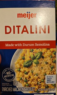 Enriched Macaroni Product, Ditalini
