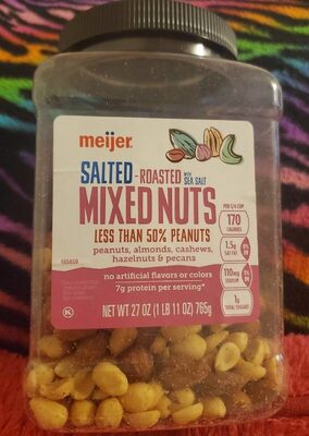 Salted Roasted Peanuts, Almonds, Cashews, Hazelnuts & Pecans Mixed Nuts With Sea Salt, Salted Roasted