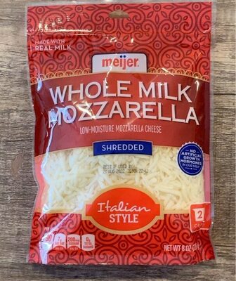 Italian Style Mozzarella Low-Moisture Whole Milk Shredded Cheese, Italian Style Mozzarella