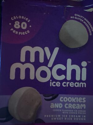Cookies And Cream Cookie Flavored Premium Mochi Ice Cream With Cookie Pieces In Sweet Rice Dough, Cookies And Cream