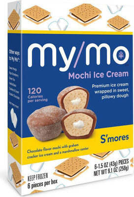 S'Mores Chocolate Flavored Mochi With Graham Cracker Flavored Premium Mochi Ice Cream And A Marshmallow Center In Sweet Rice Dough, S'Mores