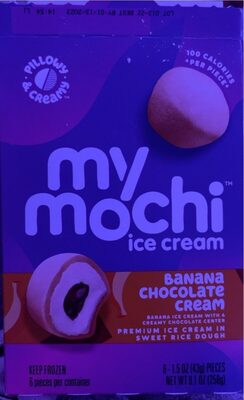 Banana Chocolate Cream Banana Premium Mochi Ice Cream With A Creamy Chocolate Center In Sweet Rice Dough, Banana Chocolate Cream