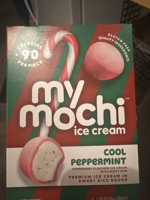 Cool Peppermint Flavored Premium Mochi Ice Cream With Minty Bits In Sweet Rice Dough, Cool Peppermint