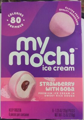 Strawberry With Boba Premium Ice Cream In Sweet Rice Dough, Strawberry With Boba