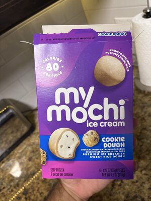 Cookie Dough Cookie Flavored Ice Cream With Cookie Dough Pieces And Chocolatey Chips Premium Ice Cream In Sweet Rice Dough, Cookie Dough