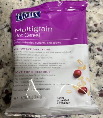 Multigrain With Cranberries, Currants, And Apples Hot Cereal, Multigrain With Cranberries, Currants, And Apples