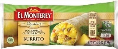 Egg, Sausage, Cheese & Potato Burrito, Egg, Sausage, Cheese & Potato