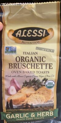 Garlic & Herb Italian Organic Bruschette Oven Baked Snack Sized Toasts, Garlic & Herb