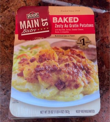 Baked Zesty Au Gratin Potatoes With Real Milk, Butter, Cheddar Cheese, Bacon, & Jalapenos, Baked Zesty Au Gratin