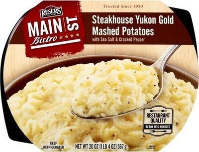 Steakhouse Yukon Gold Mashed Potatoes With Real Milk, Butter, Cracked Pepper, & Sea Salt, Steakhouse Yukon Gold Mashed Potatoes